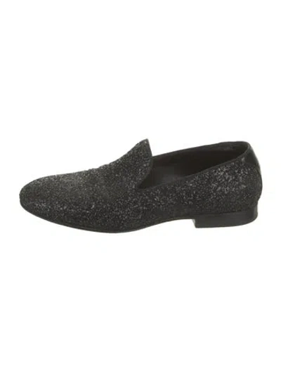 Pre-owned Jimmy Choo Glitter Glitter Accents Loafers In Black