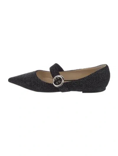 Pre-owned Jimmy Choo Glitter Glitter Accents Mary Jane Flats In Blue