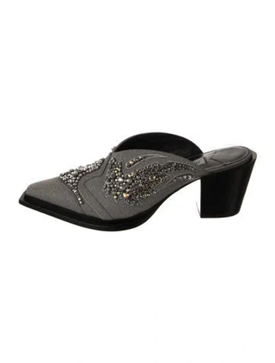 Pre-owned Jimmy Choo Glitter Glitter Accents Mules In Gray