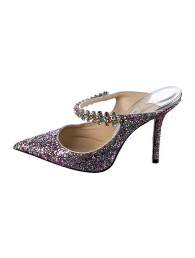 Pre-owned Jimmy Choo Glitter Glitter Accents Mules In Purple