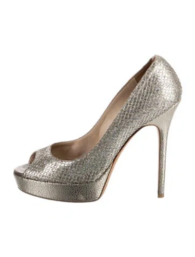 Pre-owned Jimmy Choo Glitter Glitter Accents Pumps In Silver