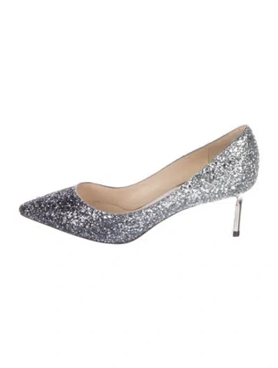 Pre-owned Jimmy Choo Glitter Glitter Accents Pumps In Silver