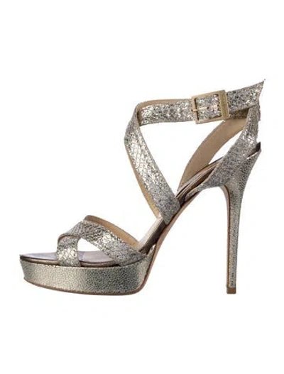 Pre-owned Jimmy Choo Glitter Glitter Accents Sandals