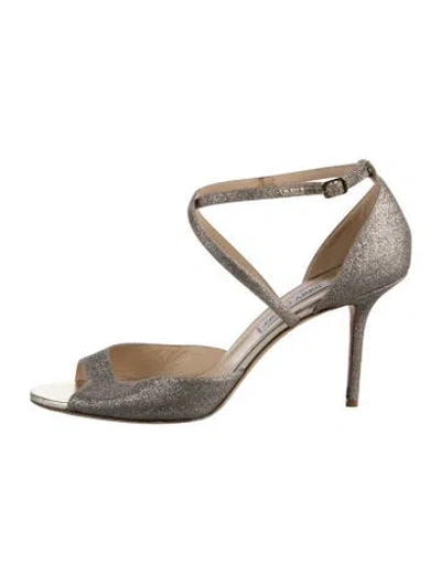 Pre-owned Jimmy Choo Glitter Glitter Accents Sandals