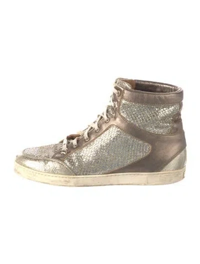 Pre-owned Jimmy Choo Glitter Glitter Accents Wedge Sneakers