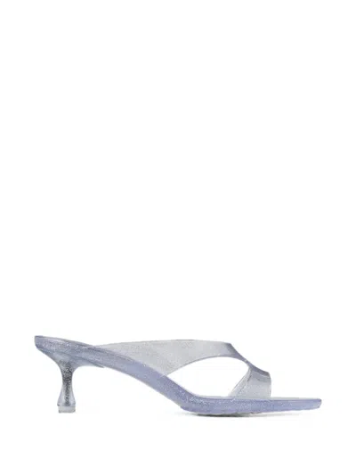 Jimmy Choo Glitter Intersecting Strap Slip-on Sandals With 50mm Drop Heel In Animal Print