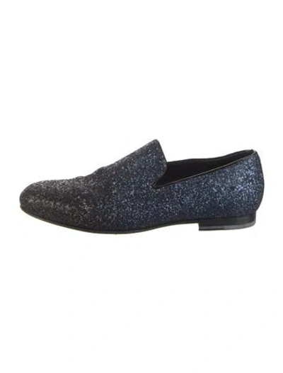 Pre-owned Jimmy Choo Glitter Leather Trim Embellishment Loafers