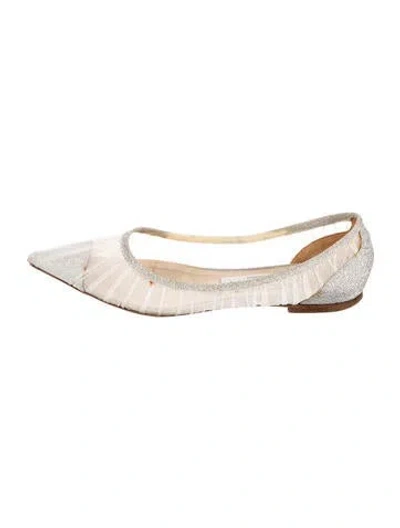 Pre-owned Jimmy Choo Glitter Mesh Accents Ballet Flats