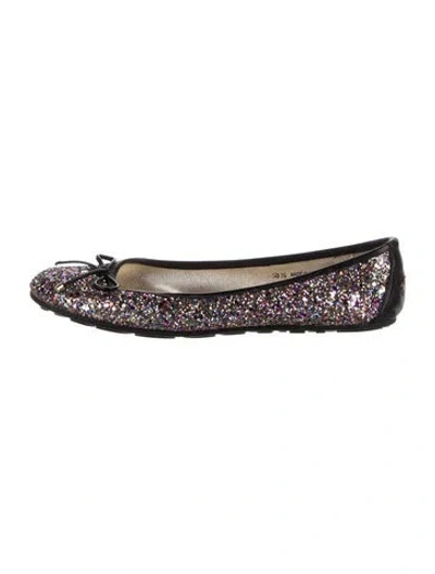 Pre-owned Jimmy Choo Glitter Patterned Ballet Flats In Black