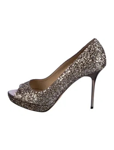Pre-owned Jimmy Choo Glitter Patterned Pumps In Black