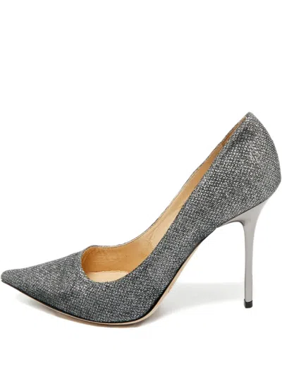 Pre-owned Jimmy Choo Glitter Pointed-toe Pumps In Silver