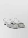 Jimmy Choo Glitter Pointed Toe Sandals With Embellished Detail In Silver