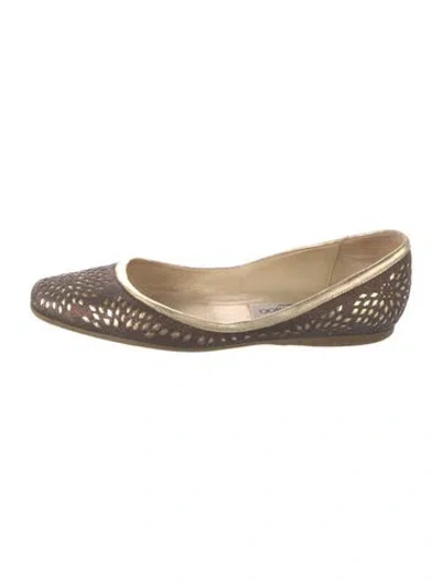 Pre-owned Jimmy Choo Glitter Printed Ballet Flats In Gold
