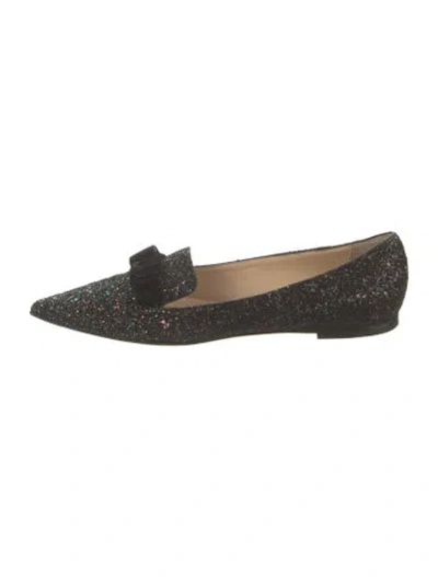 Pre-owned Jimmy Choo Glitter Printed Loafers In Silver
