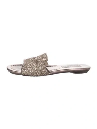 Pre-owned Jimmy Choo Glitter Slides In Metallic/silver