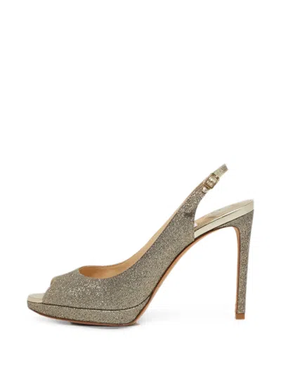 Pre-owned Jimmy Choo Glitter Slingback Pumps In Gold