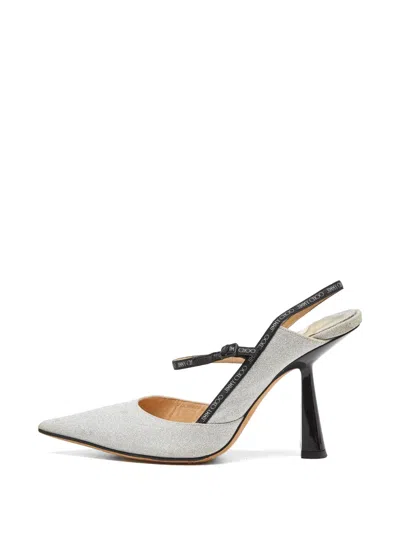 Pre-owned Jimmy Choo Glitter Slingback Pumps In Silver