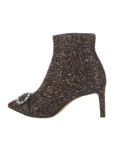 Pre-owned Jimmy Choo Glitter Sock Boots In Black