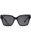 Jimmy Choo Glitter Square-frame Sunglasses In Black