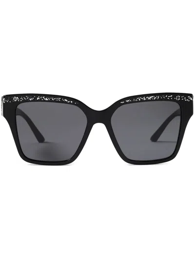 Jimmy Choo Glitter Square-frame Sunglasses In Black
