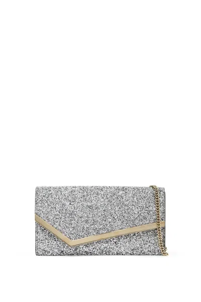 Jimmy Choo Glittered Emmie Clutch In Metallic