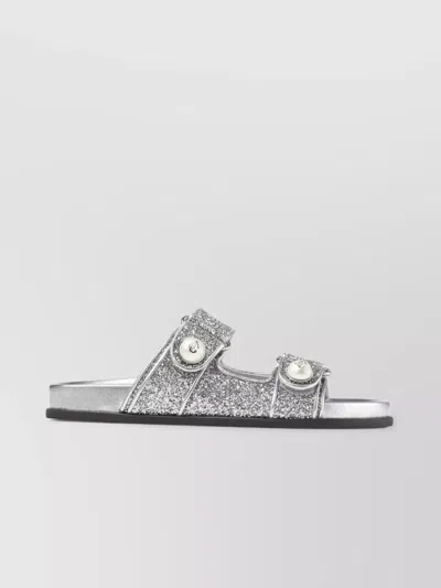 Jimmy Choo Fayence Dual-grip Glitter Slide Sandals In Silver