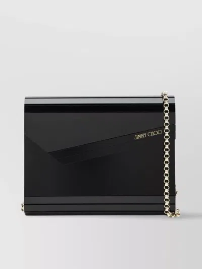 Jimmy Choo Glossy Chain Strap Rectangular Clutch Bag