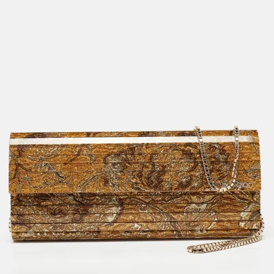 Pre-owned Jimmy Choo Gold Acrylic Floral Sweetie Clutch