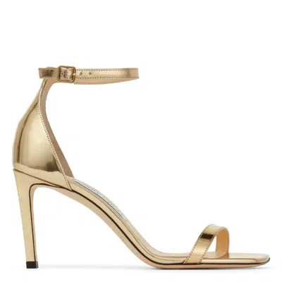 Jimmy Choo Alva 85 Mirrored-leather Sandals In Gold