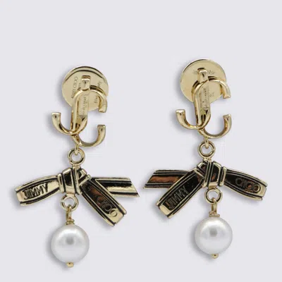 Jimmy Choo Gold And Pearl Brass Earrings In Multi