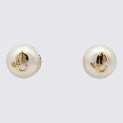 Jimmy Choo Gold And White Earrings