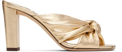 JIMMY CHOO GOLD AVENUE 85 HEELED SANDALS