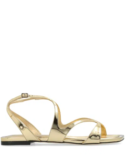 Jimmy Choo Ayla Metallic Leather Flat Sandals In Gold