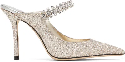 Jimmy Choo Gold Bing 100 Mules In Sand