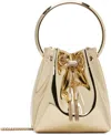 Jimmy Choo Bon Bon Mini Gold-tone Handbag With Metal Bracelet Handle In Mirror Fabbric Woman In Gold