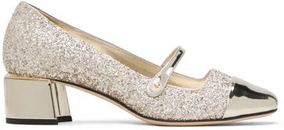 JIMMY CHOO GOLD ELISA 45 HEELS