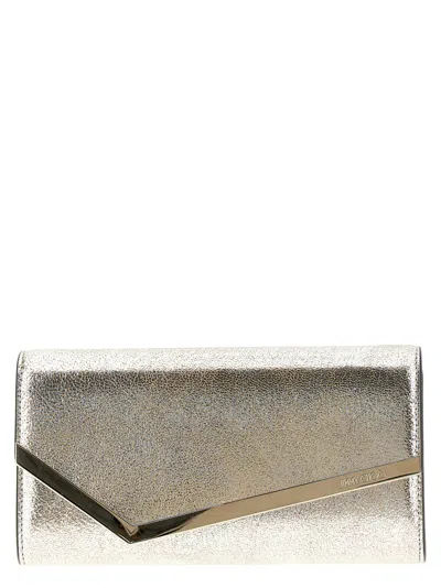 Jimmy Choo Gold Emmie Clutch In Pink