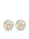 Jimmy Choo Pearl Lobo Earrings Gold-tone Hardware In White