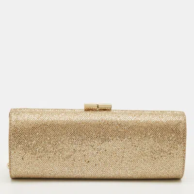 Pre-owned Jimmy Choo Gold Glitter Fabric Tube Clutch