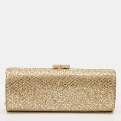 Jimmy Choo Gold Glitter Fabric Tube Clutch