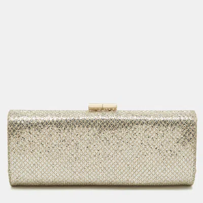Pre-owned Jimmy Choo Gold Glitter Lurex Fabric Twill Tube Clutch