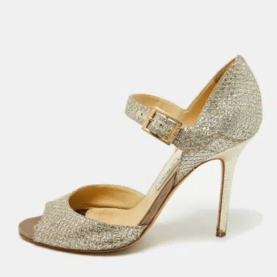 Pre-owned Jimmy Choo Gold Glitter Mary Jane Pumps Size 39.5