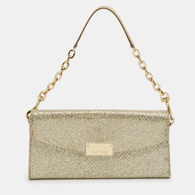 Pre-owned Jimmy Choo Gold Glitter Riane Chain Clutch