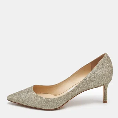 Pre-owned Jimmy Choo Gold Glitter Romy Pumps Size 37