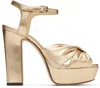 Jimmy Choo Heloise Metallic Ankle-strap Platform Sandals In Gold