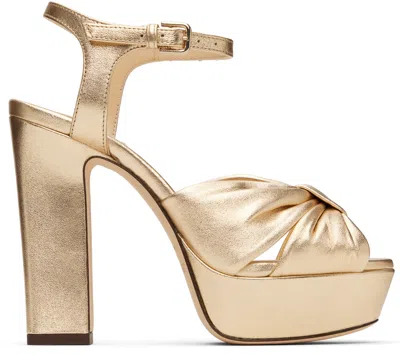 JIMMY CHOO GOLD HELOISE 120 HEELED SANDALS