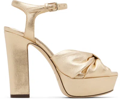 Jimmy Choo Gold Heloise 120 Platform Heeled Sandals
