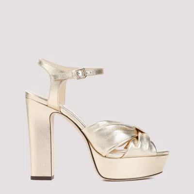 Jimmy Choo Gold Leather Heloise 100 Metallic Sandals