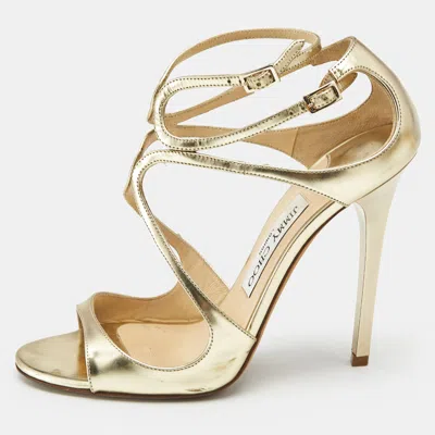 Pre-owned Jimmy Choo Gold Leather Lance Sandals Size 38