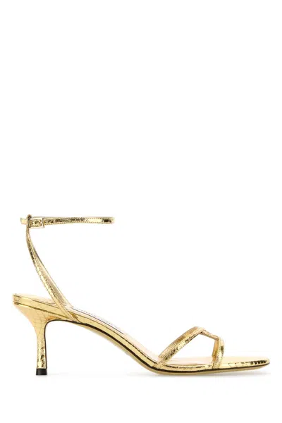 Jimmy Choo Gold Leather Leo 65 Sandals